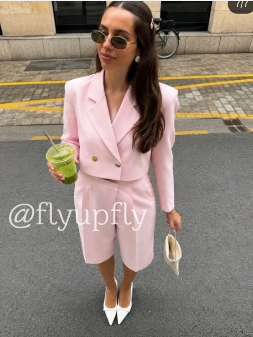 Zara Set 2 Pc Blazer & Pleated Shorts Pink Size M/L